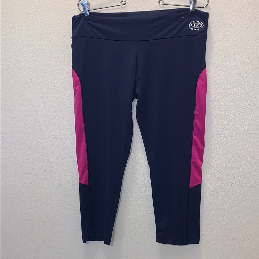 Riva USA Women's XL Navy and Pink Athletic Pants Capri Sequined Logo